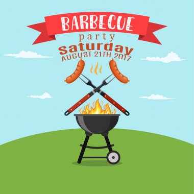 Barbekü davetiyesi kartında.