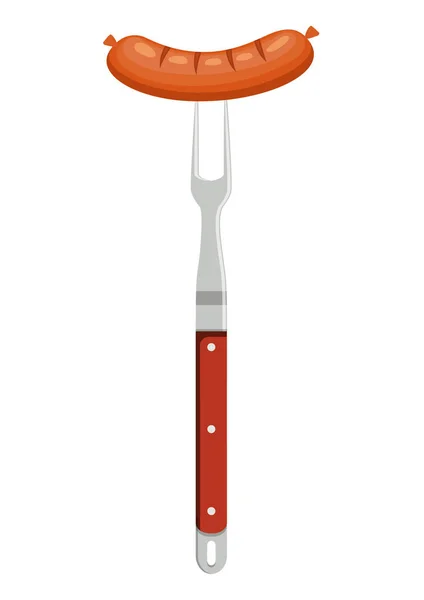 Grill Tools and Sausage — Stock Vector