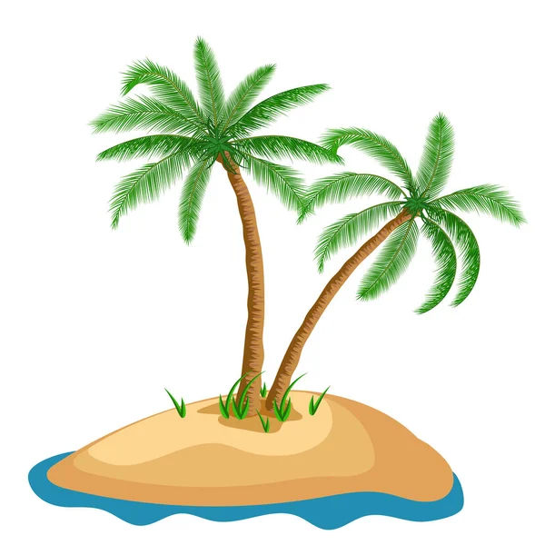 Palm i island på isolerade bakgrund — Stock vektor