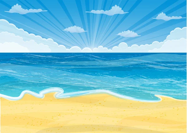 Playa de arena bajo el sol brillante — Archivo Imágenes Vectoriales