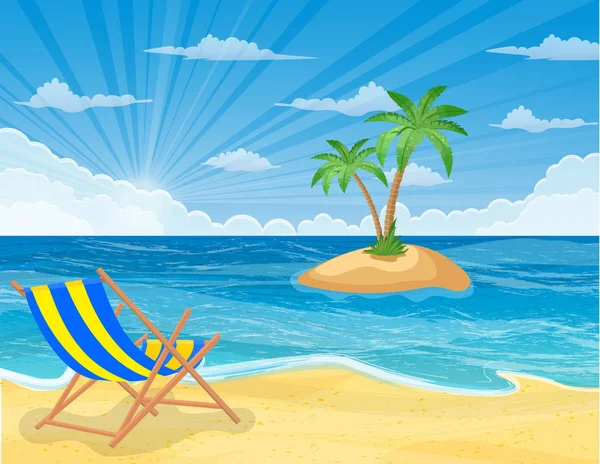 Playa de verano con sol , — Vector de stock