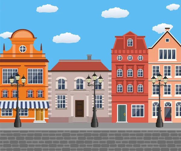 Stare miasto wieś głównej ulicy — Wektor stockowy