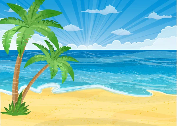 Zomer strand met een zon, — Stockvector