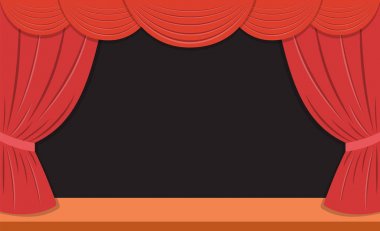 Kırmızı perdeleri ile Tiyatro sahne