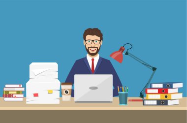 Office şeyler ile iş adamı.