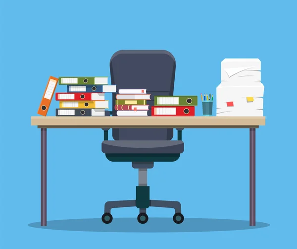 Busy cluttered office table. — Stock Vector