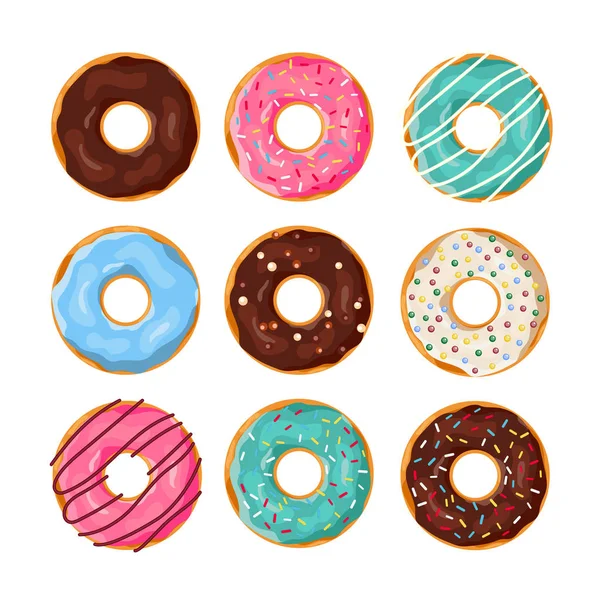 Set von Cartoon-Donuts — Stockvektor