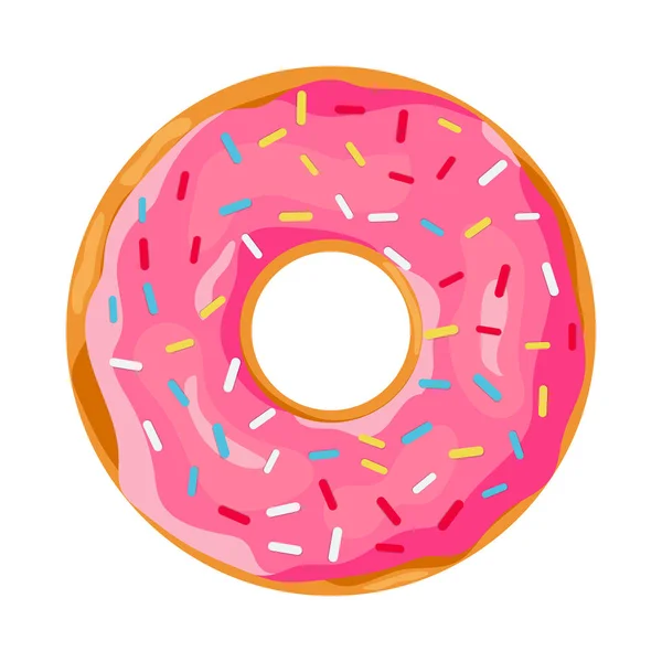 Donut com esmalte rosa. —  Vetores de Stock