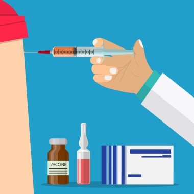 Doktor el aşı yapma şırınga ile