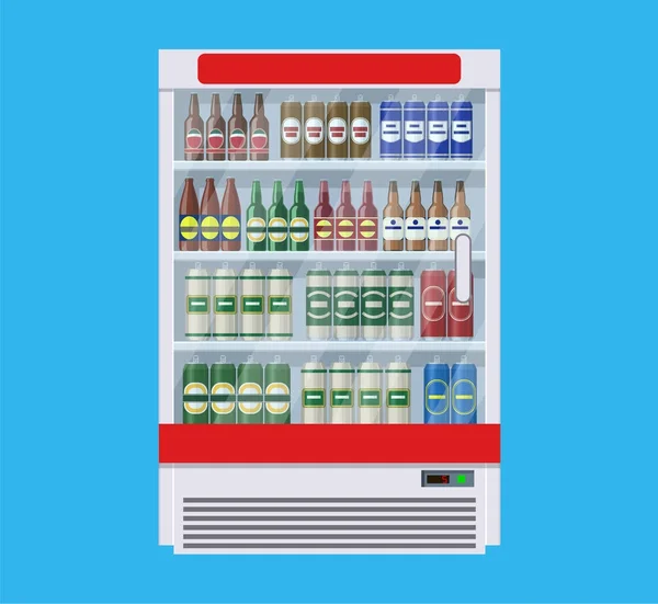 Montrar kylskåp för att kyla drycker — Stock vektor