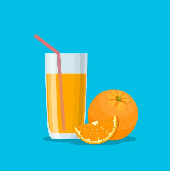Pomerančová šťáva ve skle. Vitamíny pro zdraví — Stockový vektor