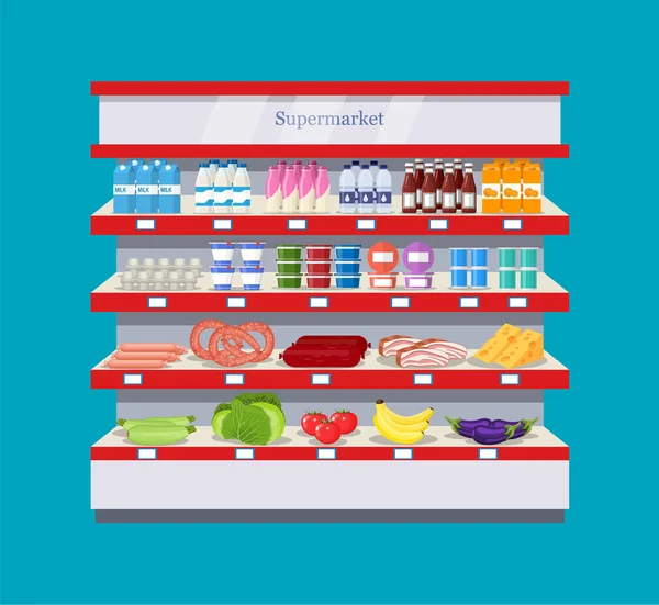 Estante interior del supermercado — Vector de stock