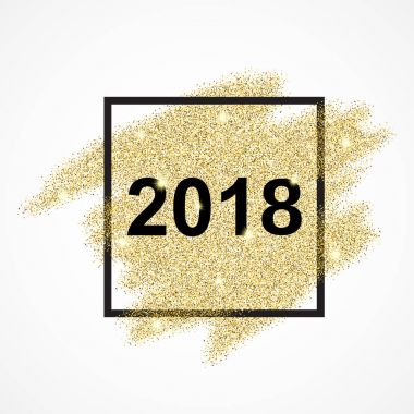 Mutlu yeni yıl 2018 altın glitter arka plan üzerinde