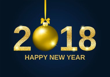Altın glitter mutlu yeni yıl 2018 arka plan