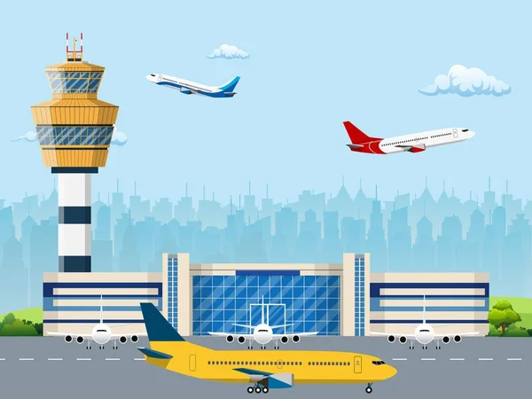 Modern building of airport terminal — Stock Vector