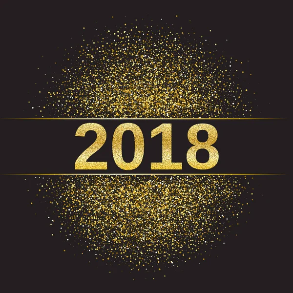 Brillo de oro Feliz Año Nuevo 2018 — Vector de stock