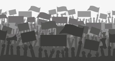 Siluet kalabalık insanlar protestocu.
