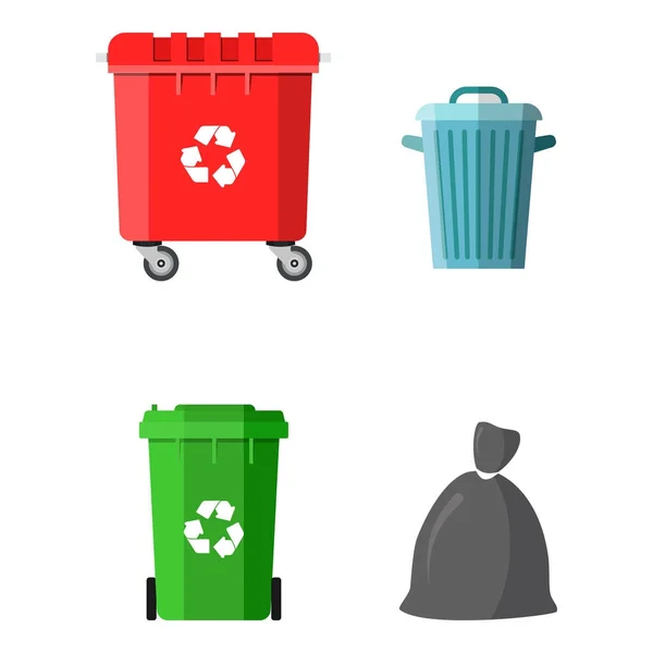 Can container, bag and bucket for garbage. — Stock Vector