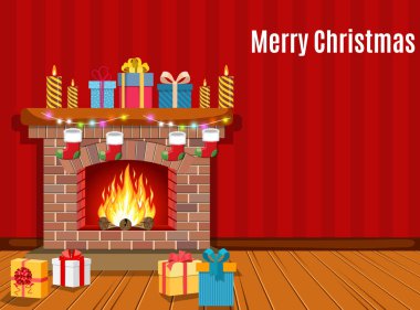 Noel şömine odası iç