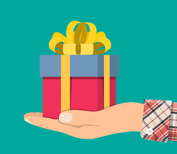 Подарочные коробки в руке. Красочная упаковка
.