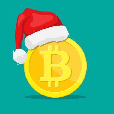 Bitcoin ve Santa Claus şapka.