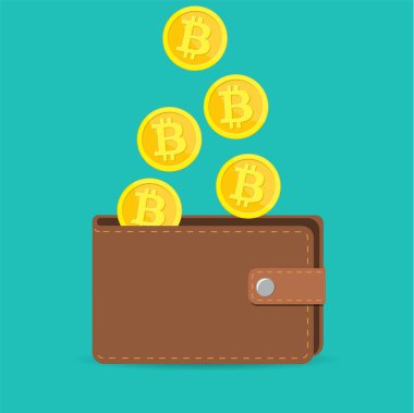 paralar ile kahverengi bitcoin cüzdan