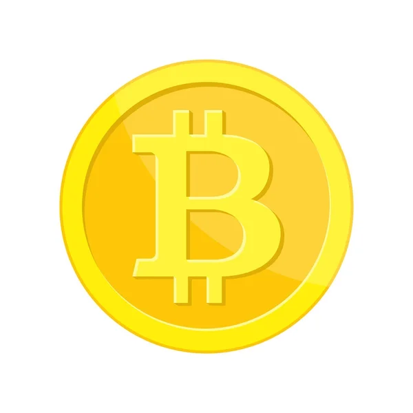 Arany érme bitcoin felirattal. — Stock Vector