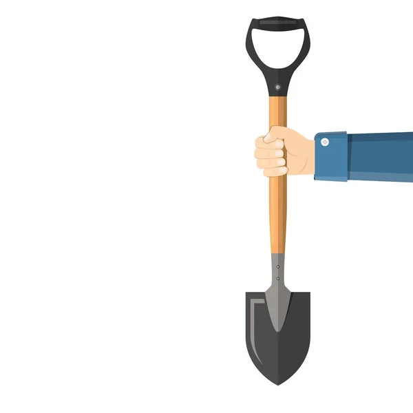 Shovel holding in hand. — Stock Vector