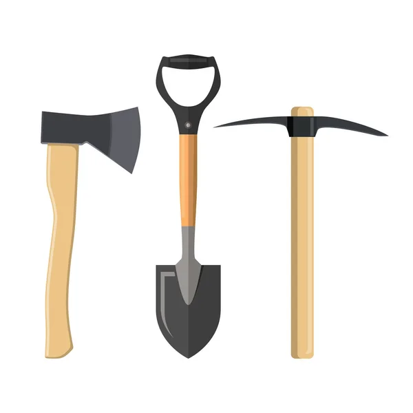 Пикап, лопата и топор . — стоковый вектор