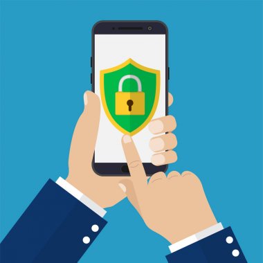 El ile hareket eden güvenlik Smartphone tutarak