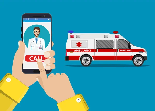 Appelez une ambulance par téléphone mobile , — Image vectorielle