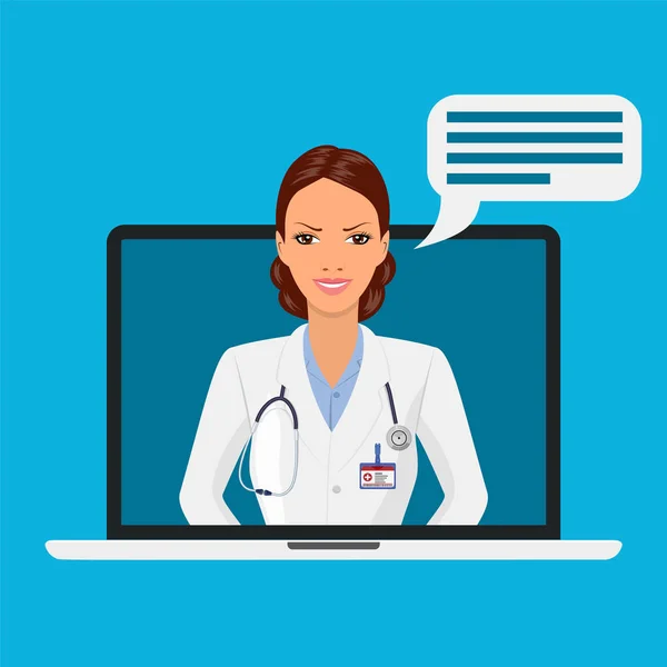 Consulta e suporte médico online. —  Vetores de Stock