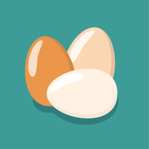 Œufs icône plate, poulet oeuf petit déjeuner — Image vectorielle