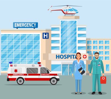 Şehir peyzaj sahne ambulans kamyon ile