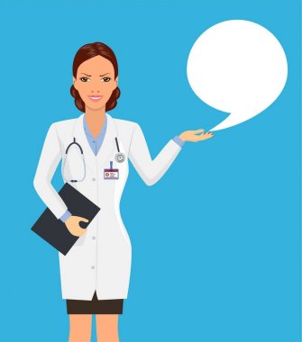 Kadın doktor Holding konuşmak Clipboard,