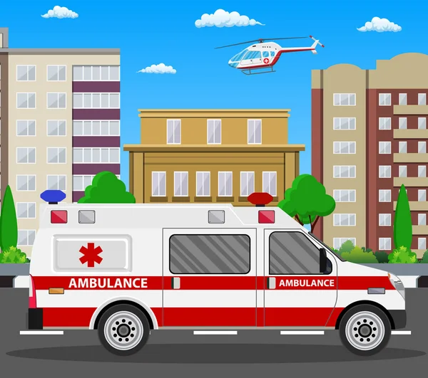 Coche de ambulancia. Vehículo de emergencia . — Vector de stock