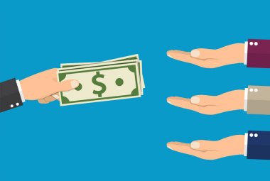 para için uzanarak birçok eller.