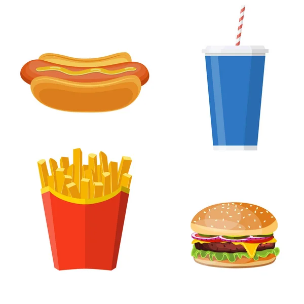 Grupo de productos de comida rápida — Archivo Imágenes Vectoriales