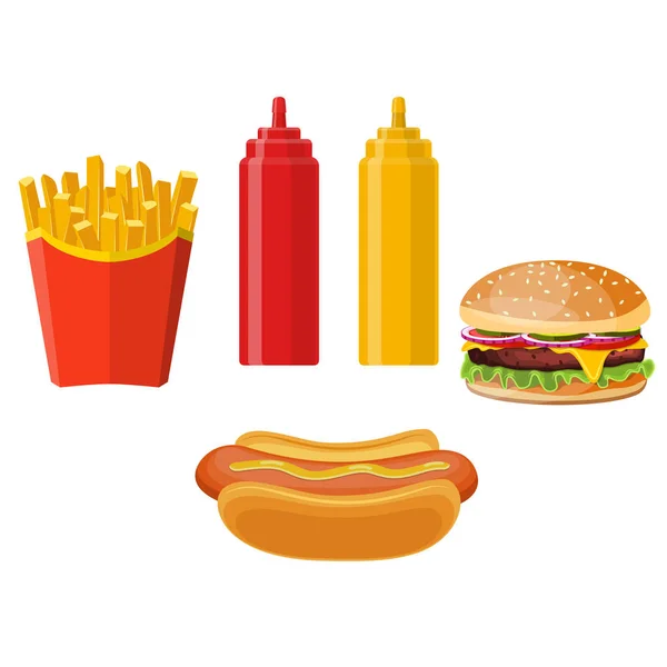 Grupo de produtos de fast food — Vetor de Stock