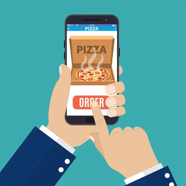 Pizza ordem on-line . —  Vetores de Stock