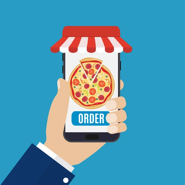 Pizza ordem on-line . —  Vetores de Stock