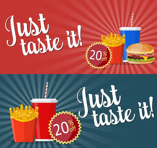 Banner de fast food — Vetor de Stock