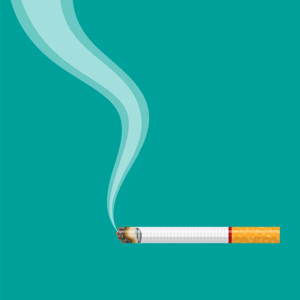 Burning cigarette with smoke — Stock Vector