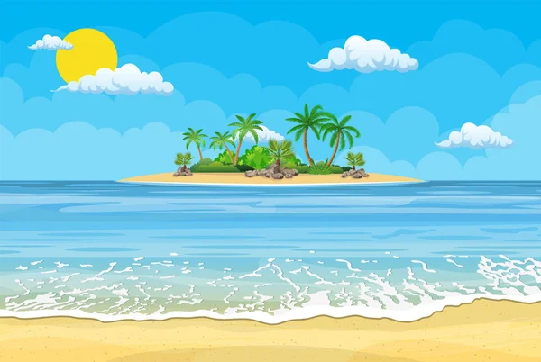 Playa de verano con sol , — Vector de stock