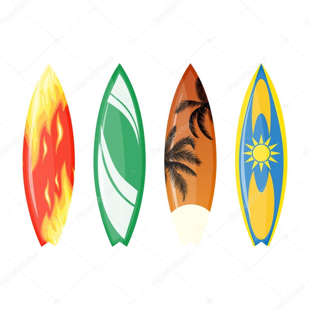 Color surfboard set.