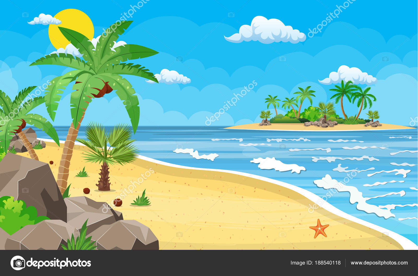 Paysage de palmier sur la plage image vectorielle par Paysage de palmier sur la plage image vectorielle par