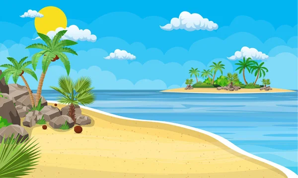 Краєвид пальми на пляжі . — стоковий вектор