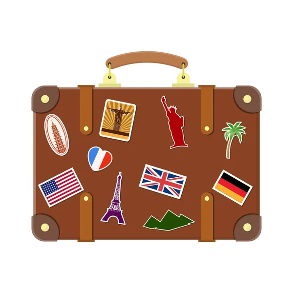 Vintage vieille valise de voyage . — Image vectorielle