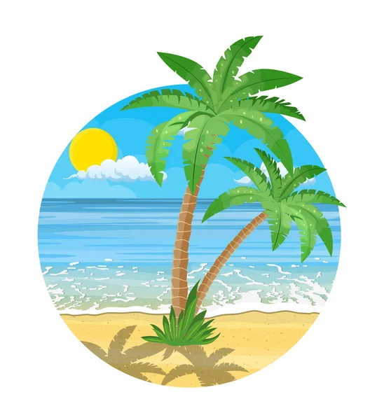 Landscape of palm tree on beach. — Stock Vector