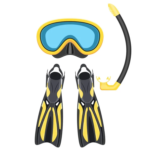 Duikmasker en snorkel, — Stockvector